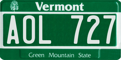 VT license plate AOL727
