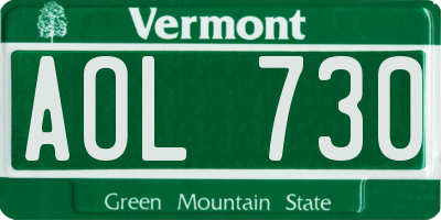 VT license plate AOL730