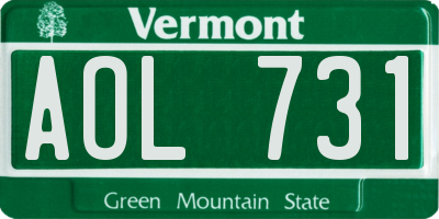 VT license plate AOL731