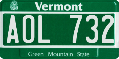 VT license plate AOL732