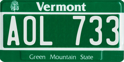 VT license plate AOL733