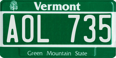 VT license plate AOL735