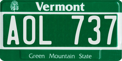 VT license plate AOL737