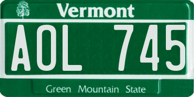 VT license plate AOL745