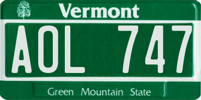 VT license plate AOL747