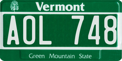 VT license plate AOL748