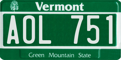 VT license plate AOL751