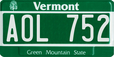 VT license plate AOL752