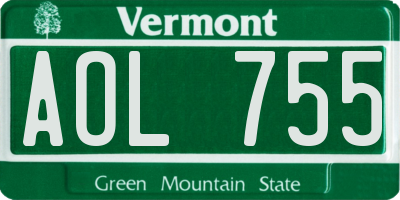 VT license plate AOL755