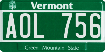 VT license plate AOL756
