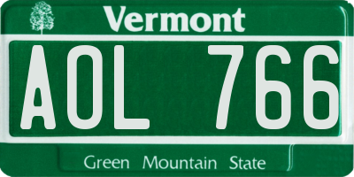 VT license plate AOL766