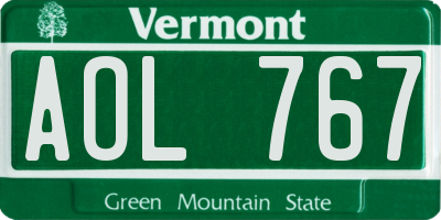 VT license plate AOL767