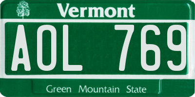 VT license plate AOL769