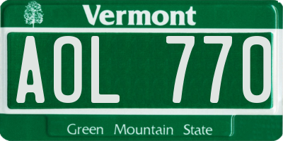 VT license plate AOL770