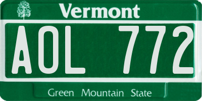 VT license plate AOL772