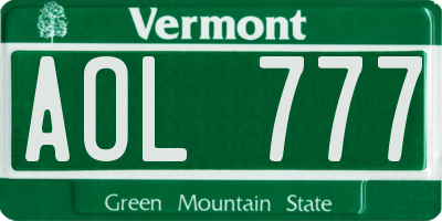 VT license plate AOL777
