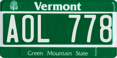VT license plate AOL778