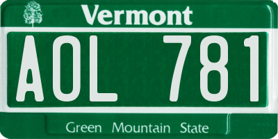 VT license plate AOL781