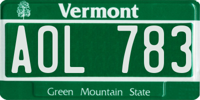 VT license plate AOL783