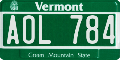 VT license plate AOL784