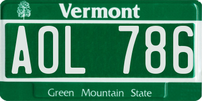 VT license plate AOL786