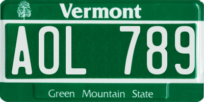 VT license plate AOL789