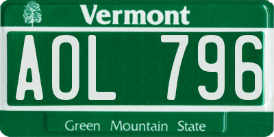 VT license plate AOL796