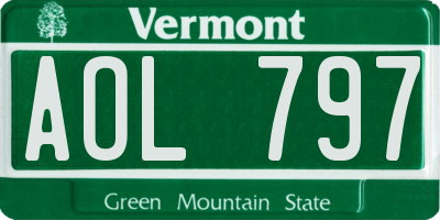 VT license plate AOL797