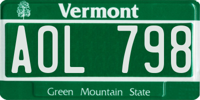 VT license plate AOL798