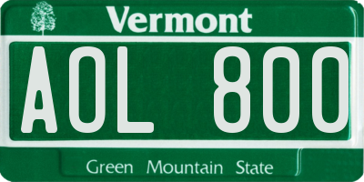 VT license plate AOL800