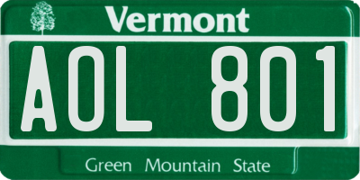 VT license plate AOL801