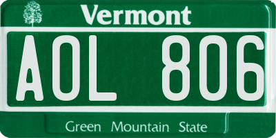 VT license plate AOL806
