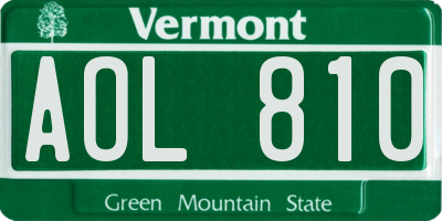 VT license plate AOL810