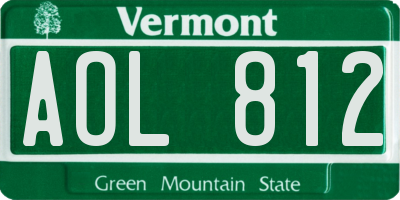 VT license plate AOL812