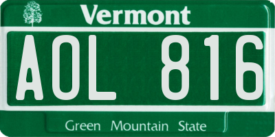 VT license plate AOL816