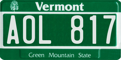 VT license plate AOL817