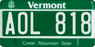 VT license plate AOL818