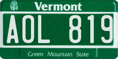 VT license plate AOL819