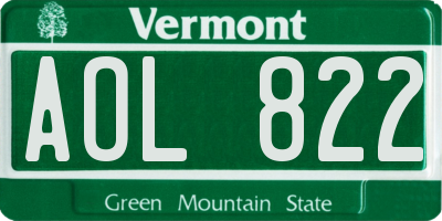 VT license plate AOL822