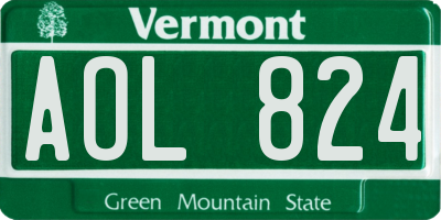 VT license plate AOL824