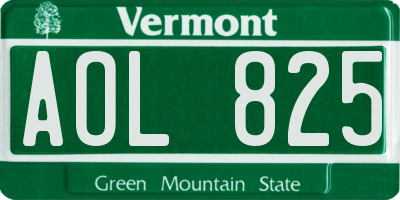 VT license plate AOL825