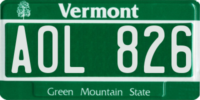 VT license plate AOL826