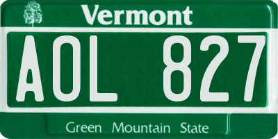 VT license plate AOL827