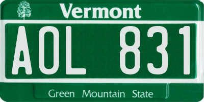 VT license plate AOL831