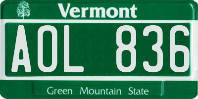 VT license plate AOL836