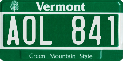 VT license plate AOL841