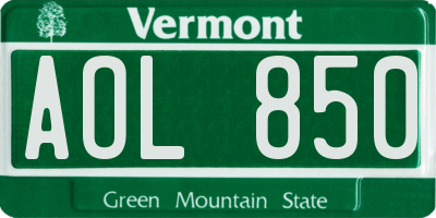 VT license plate AOL850
