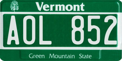 VT license plate AOL852