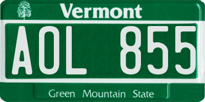VT license plate AOL855