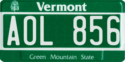 VT license plate AOL856